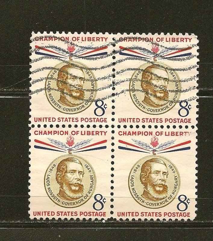 USA 1118 Lajos Kossuth Block of 4 Used