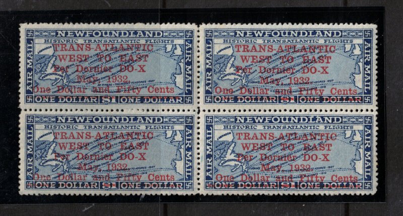 Newfoundland #C12 Very Fine Never Hinged Block **With Certificate**