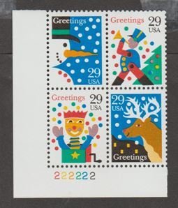 U.S. Scott #2791-2794 Christmas Greetings Stamp - Mint NH Plate Block