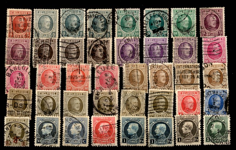 Early Belgium Assortment - 111 Stamps, Cancels, Color Variations - See Scans