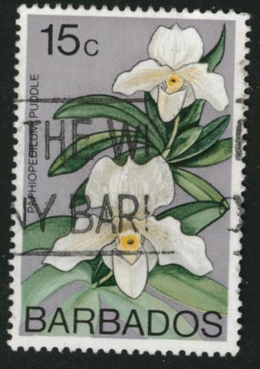 Barbados Scott 404 Used Lady slippers Flower stamp 1974