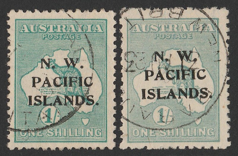 NEW GUINEA - NWPI 1918 Kangaroo 1/- emerald & 1/- pale blue-green. 