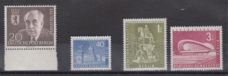 Berlin Sc 9N104/9N136 MNH/MLH. 1954-1956 issues, 4 different, fresh & VF