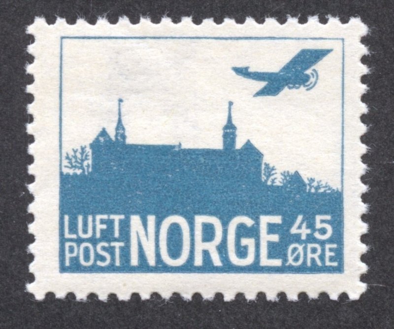 Norway Scott C1 MNHOG - 1934 Airline over Akershus Castle - SCV $22.50