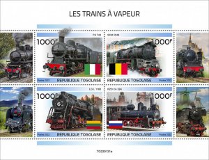 TOGO - 2022 - Steam Trains - Perf 4v Sheet  - Mint Never Hinged