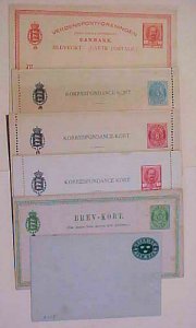 DENMARK  MINT ENTIRE ,3 LETTER CARDS, 2 POSTAL CARDS EARLY