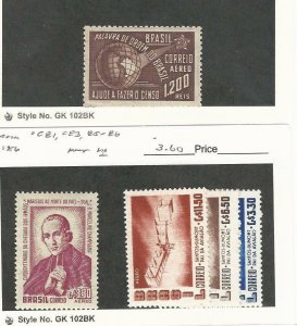 Brazil, Postage Stamp, #C43, C81, C85-6 Mint LH, 1941-56