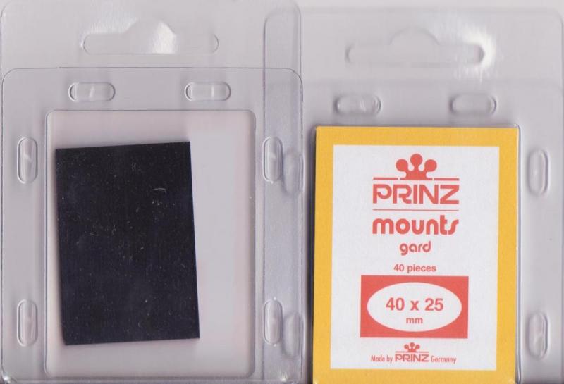 Prinz Black Stamp Mounts gard 40/25 40 Pieces