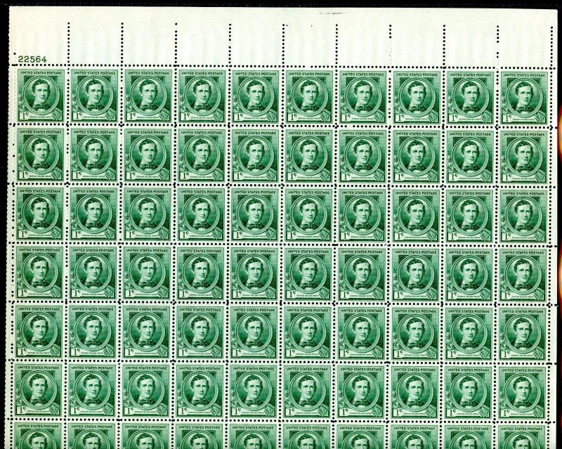 UNITED STATES SCOTT #879 STEPHEN COLLINS FOSTER SHEET(70) CPL SLEVAGE MINT NH