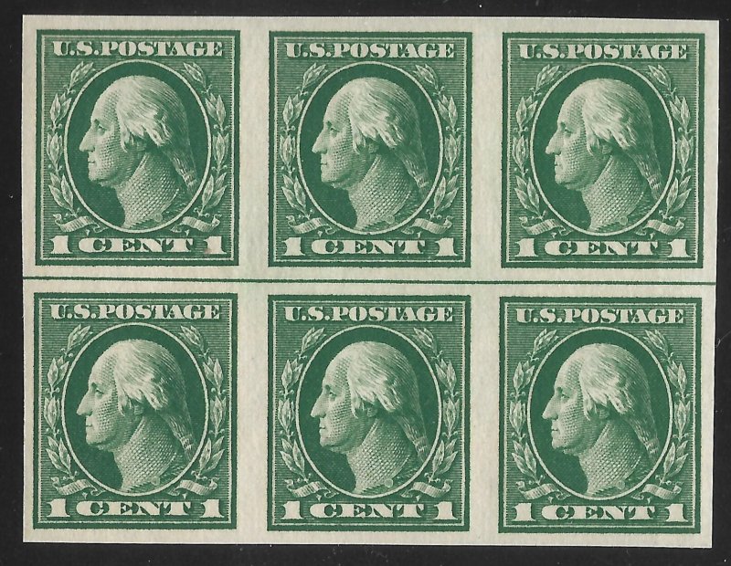 Doyle's_Stamps: MNH 1916 Scott #481** Imperf Horizontal Line Block of 6 Stamps