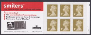 MB4a 2005 Bride 6 x 1st class stamps barcode booklet Self Adhesive - Cylinder W3