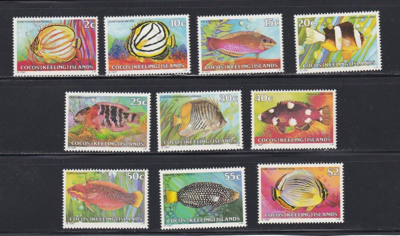 Cocos Islands # 35 / 50, Fish, Incomplete set, NH, 1/2 Cat.