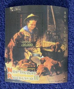 Ghana Scott #2406-7, Norman Rockwell/Boy Scouts, Souvenir sheets, VF MNH