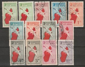 Madagascar 1935 Sc C1/C20 air post partial set used 12 values