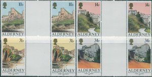 Alderney 1986 SGA28-A31 Forts gutter pairs set MNH