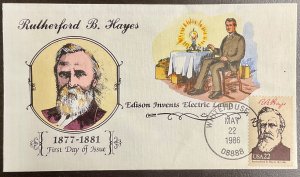 2218a Collins Hand Painted cachet Rutherford B. Hayes, Ameripex  ‘86 FDC