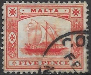 Malta   44    1904  5 pence  fine used