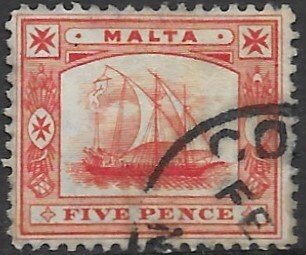 Malta   44    1904  5 pence  fine used