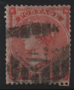 Great Britain QV 1862 SG82 4d plate 4 hairlines used (26901)