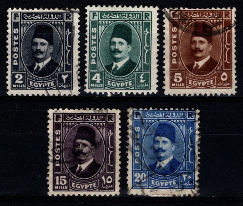 Egypt 1936 King Fuad Def. Inscr. POSTES, Part Set [Used]