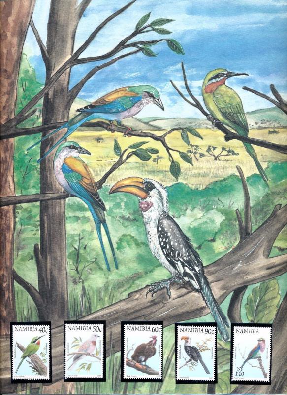 [59065] Namibia 1997 Birds Vögel Oiseaux Ucelli Illustrated art page MNH