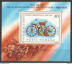 1985 Romania 100 Years Motorcycles Transport Bl217 ** Rm342