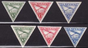 Latvia 1928, 1931 Airmail Triangles Bleriot 2 Sets (6) C3-C5 & C6-C8 F/VF/Mint