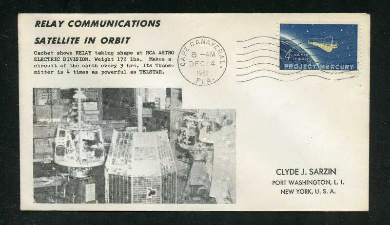 US 1962 CAPE CANAVERAL RELAY COMMUNICATIONS SATELLITE IN ORBIT COVER 