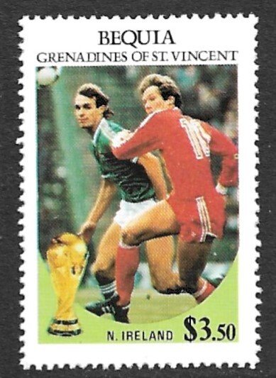 ST VINCENT BEQUIA 1986 $3.50 Northern Ireland World Cup Mexico Soccer Sc 228 MNH