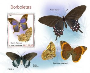 Sao Tome & Principe 2021 MNH Butterflies Stamps Cattleheart Butterfly 1v S/S