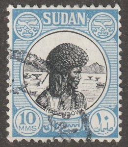 Sudan, Stamp, scott#103,  used, hinged,  Hadendowa, 10m, blue