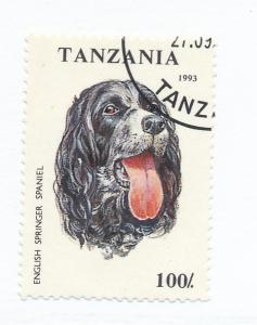 Tanzania 1993 Scott 1148 CTO - 100sh, dogs, springer spaniel