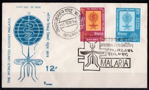 Nepal 1962 Sc#135/136 MALARIA ERADICATION/MOSQUITO/WHO Set (2) FDC