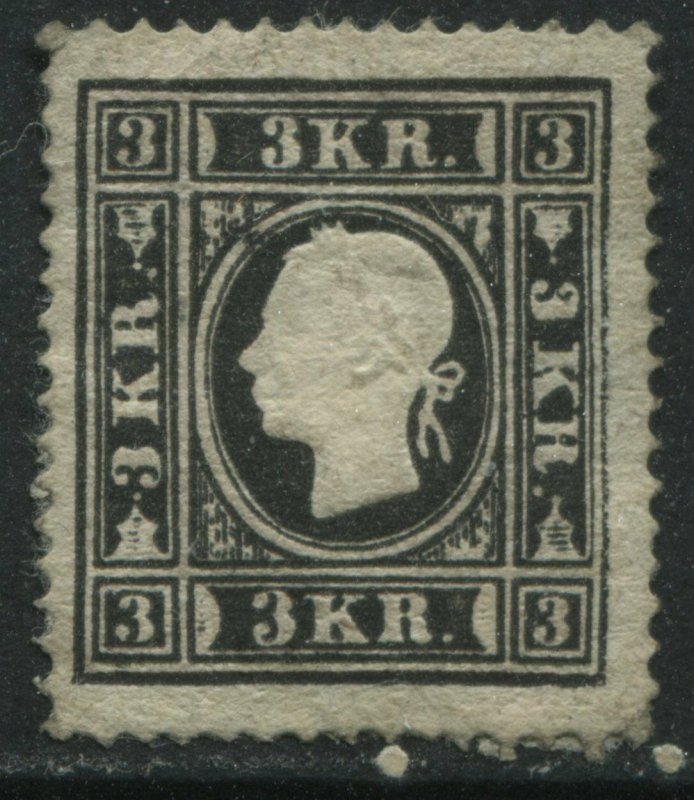 Austria 1858 3 kreuzers black Type 1 unused no gum