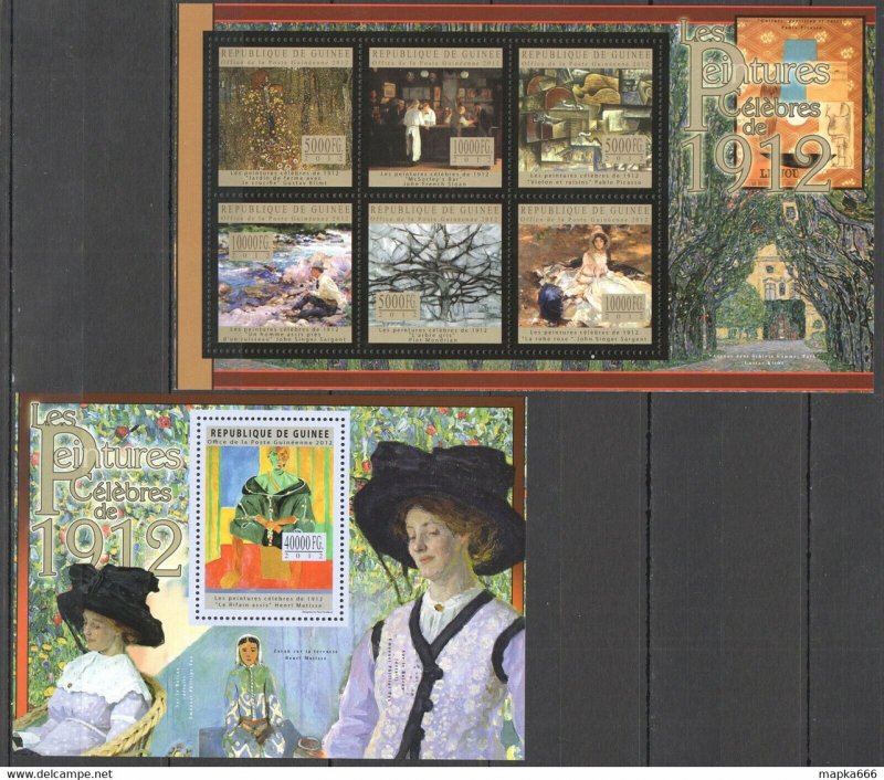 2012 Guinea Art Famous Paintings 1912 Matisse Klimt Picasso 1Kb+1Bl ** Bc145