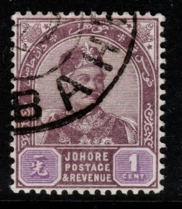 MALAYA JOHORE SG21 1894 1c DULL PURPLE & MAUVE USED