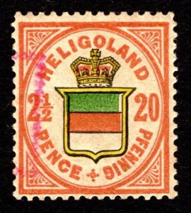 1876, Heligoland 2 1/2p, Used, Sc 21