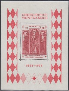 MONACO Sc # 864a CPL MNH SOUVENIR SHEET for MONACO RED CROSS, 25th ANN