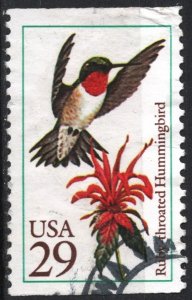 SC#2642 29¢ Hummingbirds: Ruby-throated Hummingbird Booklet Single (1992)  Used