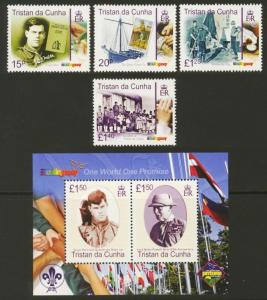 Tristan da Cunha Sc# 809-13 MNH Scouting Cent. (Set + S/S)