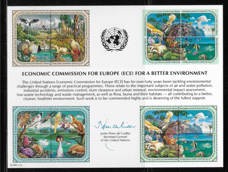 United Nations Souvenir Card Scott SC39 ECE Mint, NY FD, Geneva FD, Vienna FD