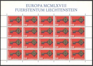 Liechtenstein Sc# 442 MNH Pane/20 1968 Europa