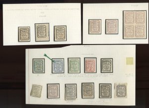 Lot of 280+ Hussey's Post 1862-1873 Local Stamps Most on Perry Pages