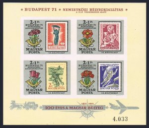 Hungary B293 imperf,MNH.Mi 2688-2691 Bl.83B. Budapest-1971,Space,Costume,Flower.