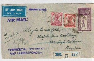 INDIA 1946 MADRAS  NATIONAL BANK REGISTERED COVER    R3126