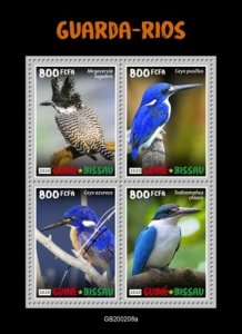 Guinea-Bissau - 2020 Kingfishers, Crested, Azure - 4 Stamp Sheet - GB200208a