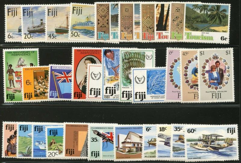 FIJI Sc#426-457 1980-1981 Nine Complete Commem Sets Mint OG NH