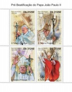 St Thomas - Pope John Paul II 4 Stamp  Sheet ST11213a
