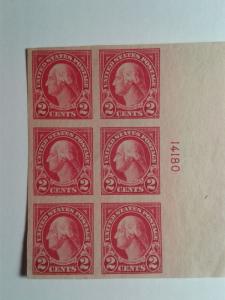 SCOTT # 577 IMPERFERATED PLATE BLOCK OF 6 NO GUM. STUNNING PIECE !!