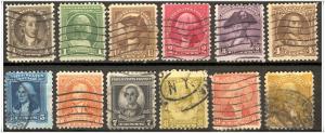 SC#704-15 Washington Bicentennial Set (1932) Used  